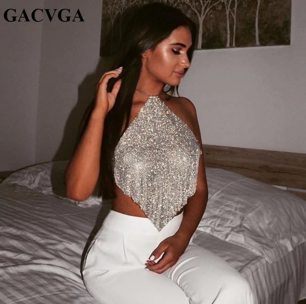 DIAMOND HALTER CROP TOP